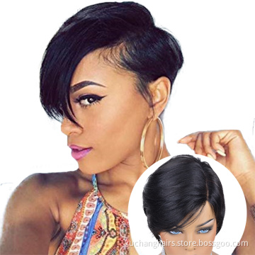 Short Brazilian Human Hair Wig Vendors Wholesale U part Virgin Hair Pixie Cut Wigs For Black Women